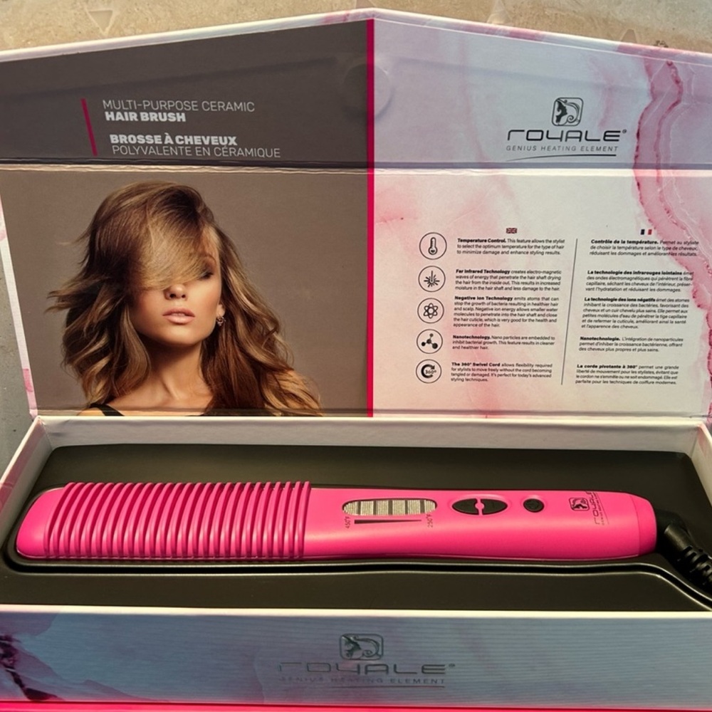 Royale Multi-Purpose Ceramic Hair Brush heats to 450° Ionic Styling Tool” BNWT